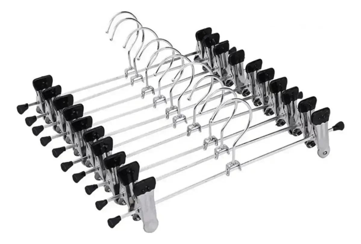 Kit 10 Cabide Presilha-calça, Saia Ou Bermuda Topen Home — Organização para Casa