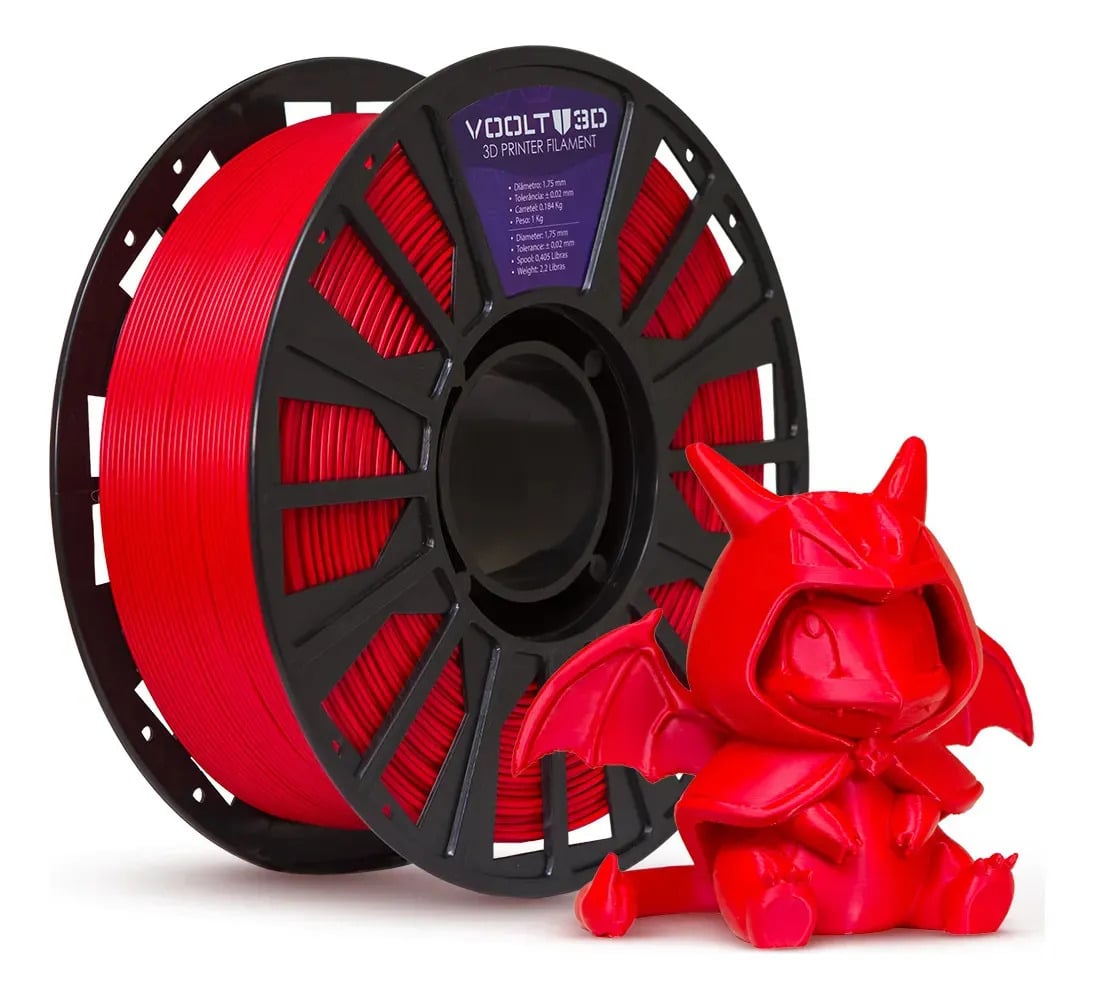 Filamento PLA Vermelho Papai Noel 1Kg 1,75mm Voolt3D High Speed Para Impressão 3D Vermelho Natal Impressoras 3D Peças 3D Fabricação Nacional — 3d Printer Filaments