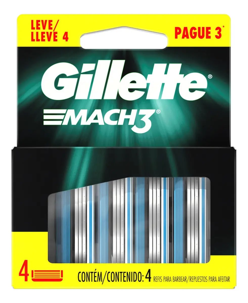 Gillette Mach3 carga para lâmina de barbear 4 un — Barbearia
