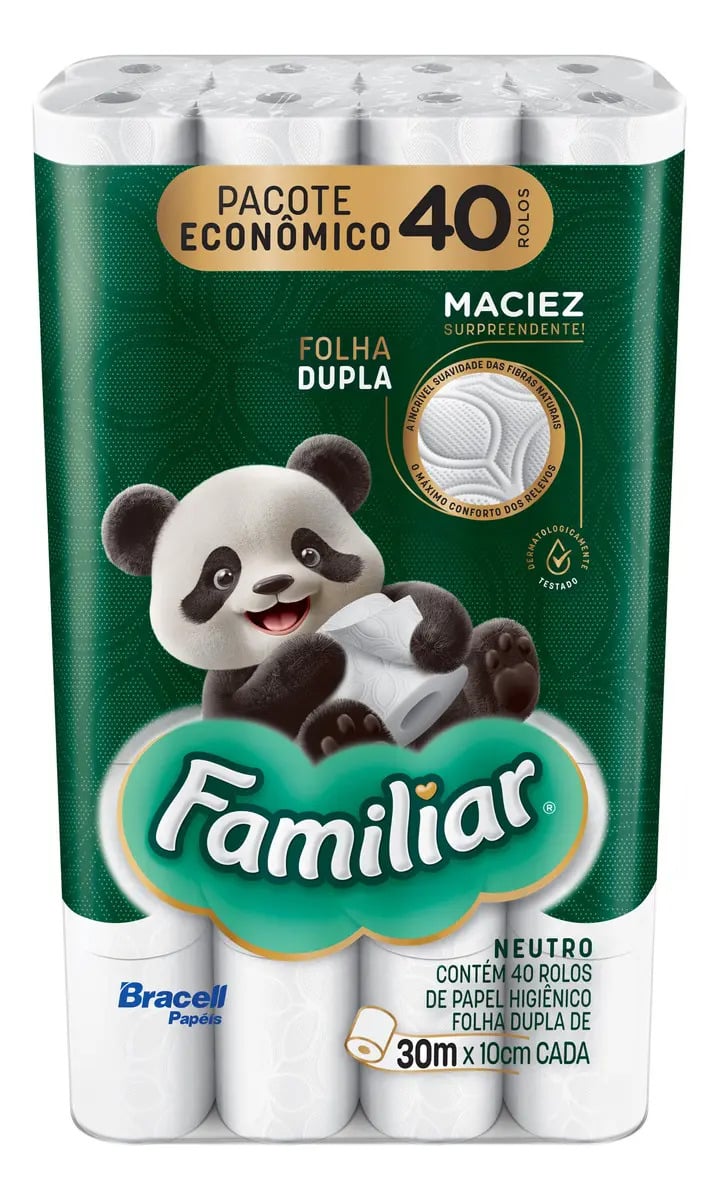 Papel Higiênico Familiar Folha Dupla 40 Rolos — Cuidado da Casa e Lavanderia