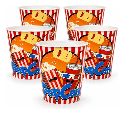 Kit 5 Baldes De Pipoca 3 Litros Cinema Filme Potes Azul — Descartáveis para Festa