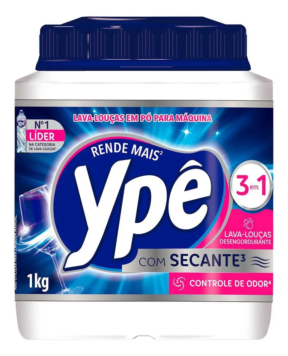 Detergente Lava Louças em Pó para Máquina Ypê 1Kg 3em1 Com Secante — Cuidado da Casa e Lavanderia