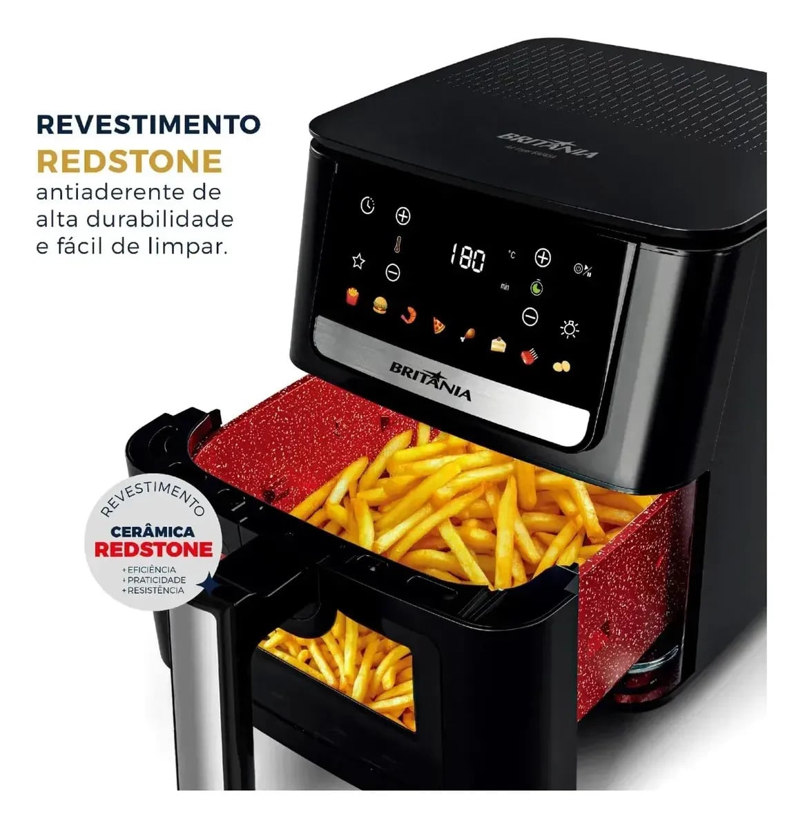 Air Fryer Britânia 6,5L 1700W 8 Funções Painel Digital Redstone BAF65A — Eletros de cozinha