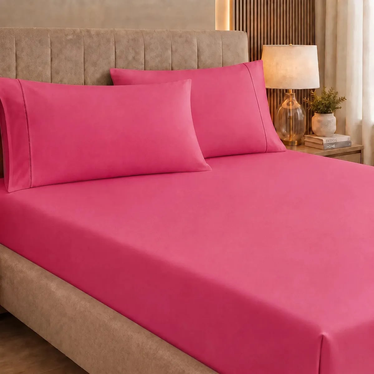 Jogo De Lençol Queen 3 Peças 400 Fios C/ Elástico Hotel Pink Liso — Têxteis de Casa e Decoração