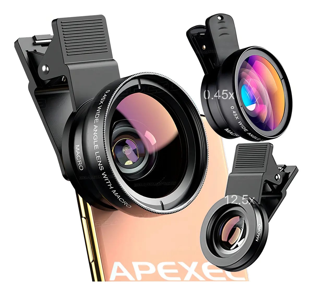 Lente Celular Apexel APL-0.45WM Macro 12.5x E Super Ângulo Amplo 0.45x — Acessórios para Celulares