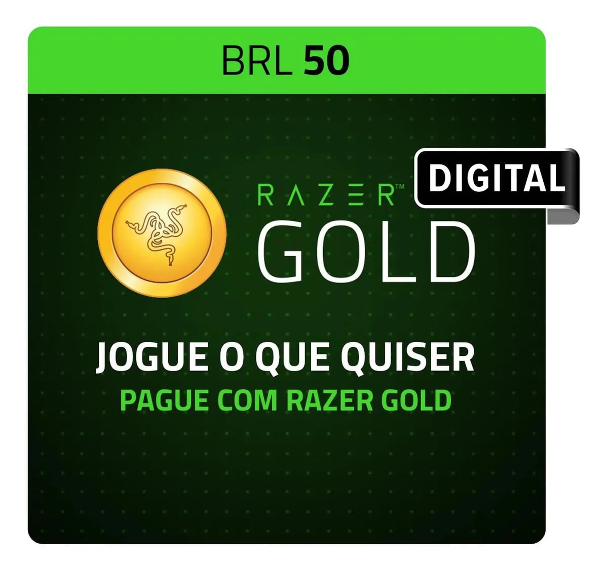 Razer Gold Digital R$ 50 (Digital) — Video Game Prepaid Cards