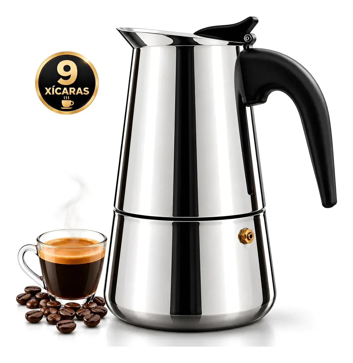 Cafeteira Italiana de Aço Inoxidável 450 mL para 9 Xícaras — Cozinha