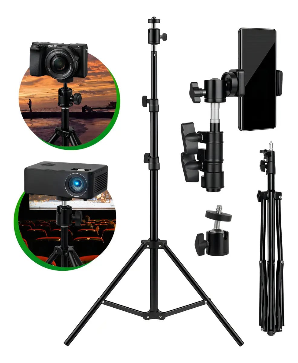 Tripé Profissional Para Celular E Câmera Pedestal 2,1m Suporte Horizontal E Vertical — Acessórios para Câmeras