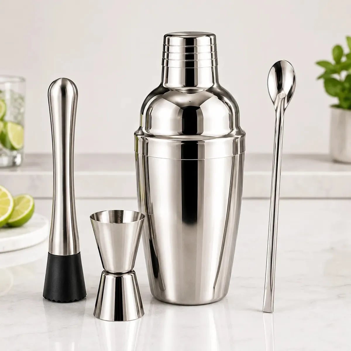 Kit Bartender Profissional 4 Peças Inox Coqueteleira Drinks — Cozinha