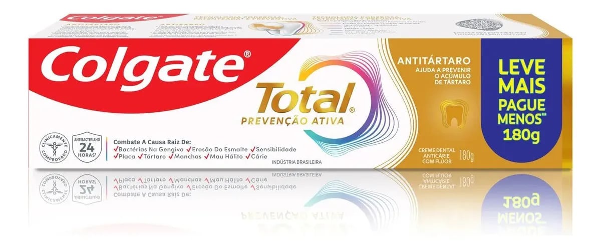 Creme Dental Colgate Total Anti Tártaro 180g — Higiene Pessoal