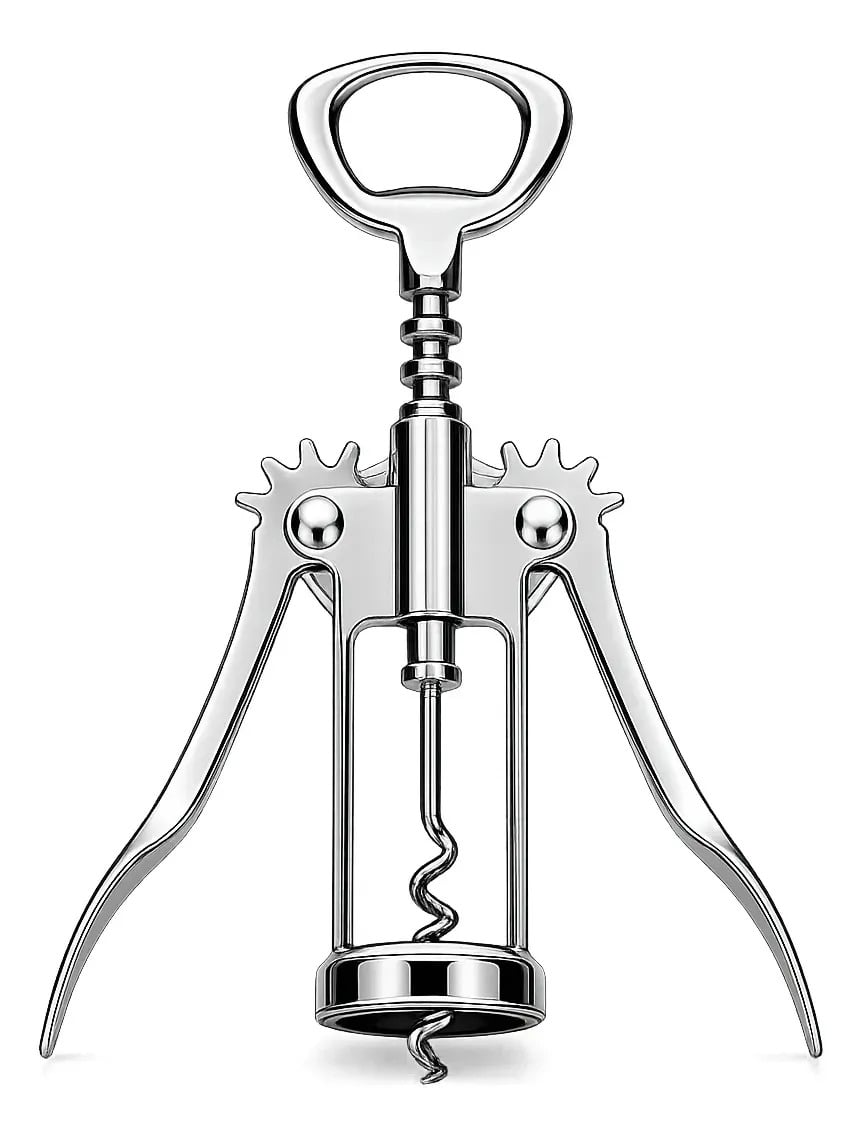 Saca Rolha Vinho Aço Inox Premium Abridor Garrafa Manual Prata — Cozinha