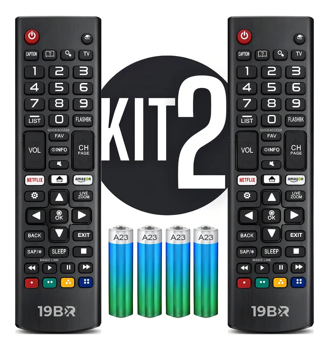 Kit 2 Controle Remoto Para Tv LG Smart + 4 Pilhas Com Teclas Netflix E Prime Video — Controles Remotos