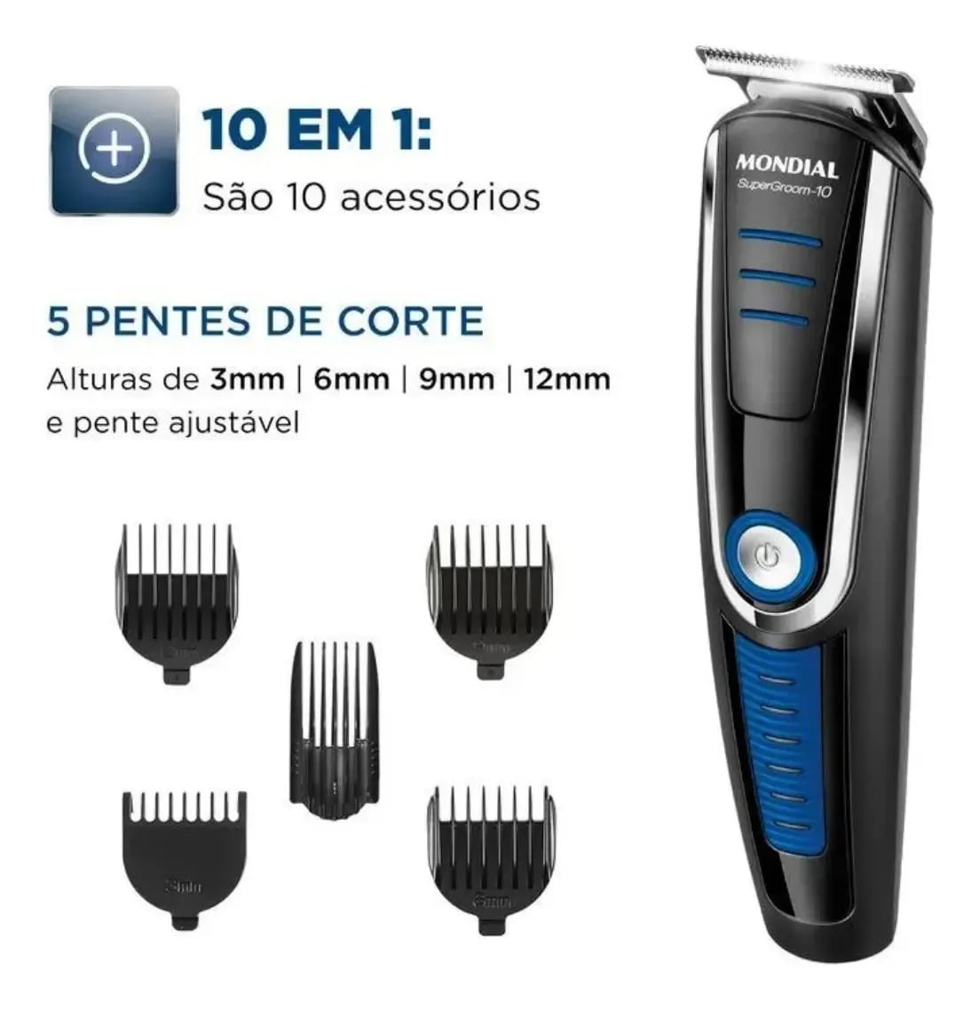 Aparador de Pelos Mondial Super Groom 10 BG-03 6W Bivolt — Completo — Artefatos para Cabelo