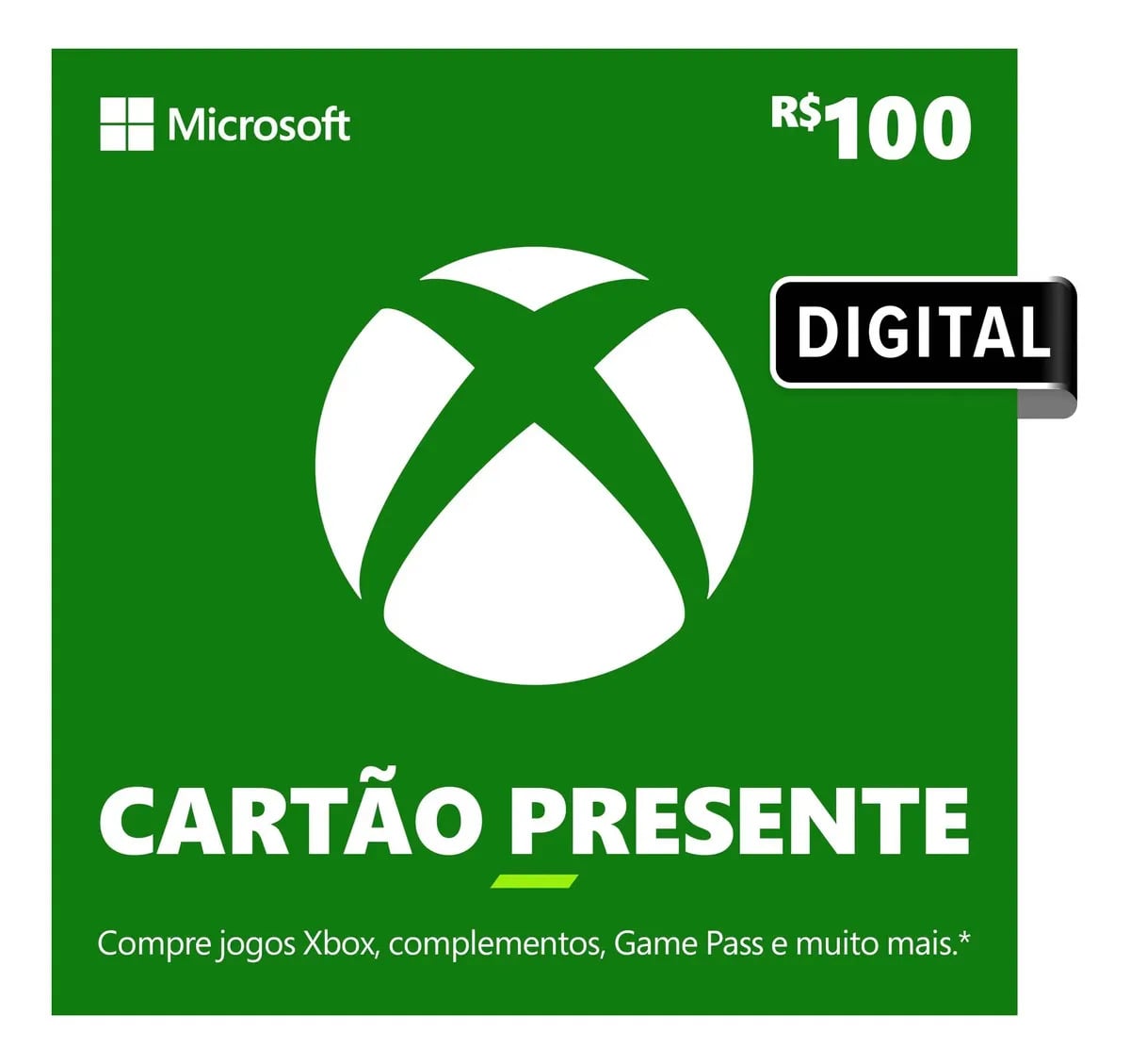 Xbox Cartão Presente R$ 100 Gift card (Digital) — Acessórios para PC Gaming