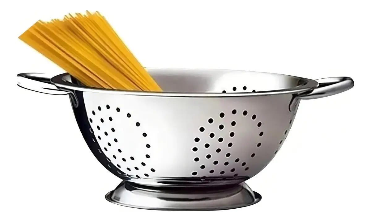 Escorredor De Macarrão Massa Aço Inox Utensílios De Cozinha — Utensílios úteis