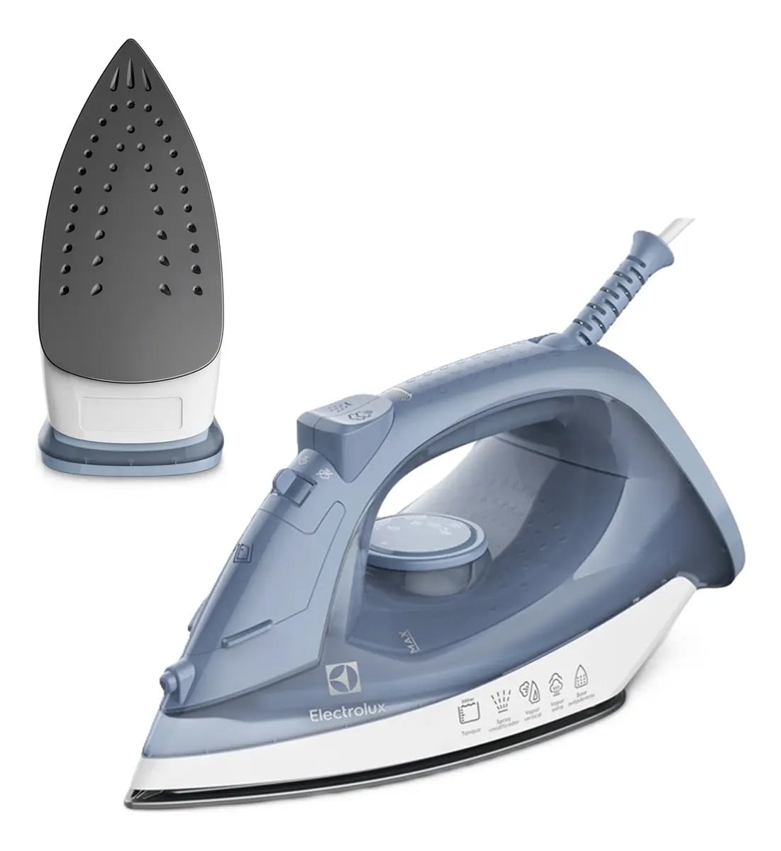 Ferro de Passar Seco e Vapor Electrolux Efficient Base antiaderente Vapor Vertical Extra 1200W de Potência Cabo 1,35m ESI10 — Pequenos Eletrodomésticos