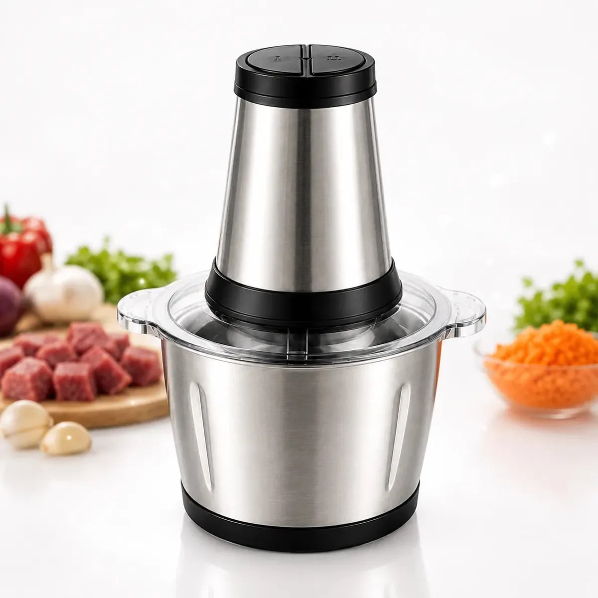 Processador De Alimentos Elétrico 2L Inox Triturador Moedor Picador 250W Multifuncional Cozinha — Eletros de cozinha
