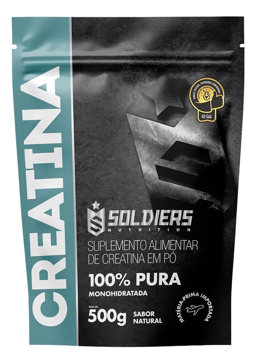 Creatina 500g Suplemento Monohidratada em pó 100% Pura - Soldiers Nutrition — Suplementos e Shakers