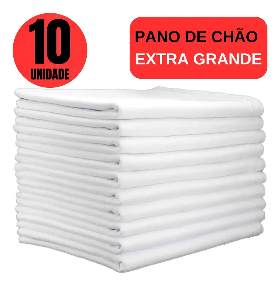 Kit 10 Panos de Chão Extra Grande 45x65cm Algodão Branco Ditap Mix Absorvente Limpeza Pesada — Cuidado da Casa e Lavanderia