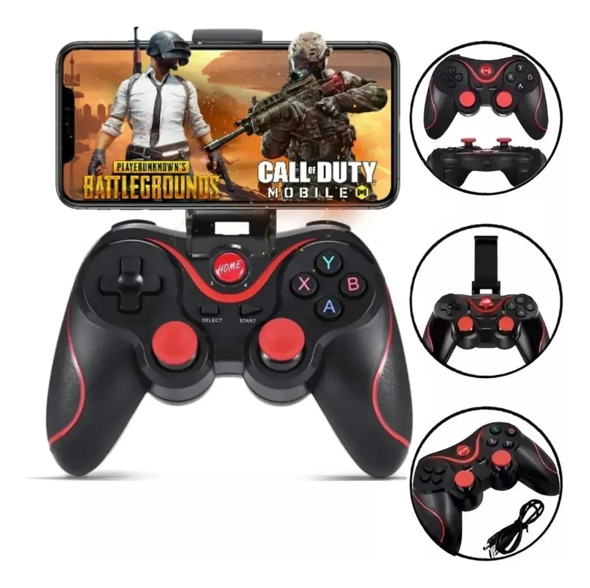 Controle Gamepad Joystick Celular Bluetooth Android Jogos Pc Cor Vermelho — Controles para PC e celular