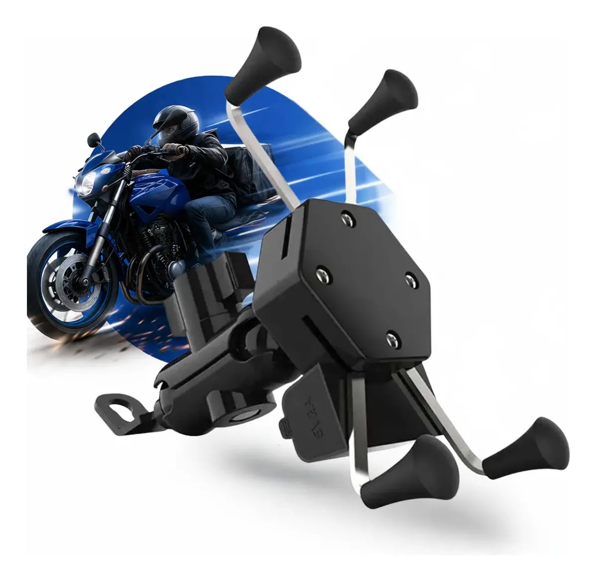 Suporte Garra Celular Moto Com Carregador Universal Usb Turbo Woosh — Acessórios para Celulares