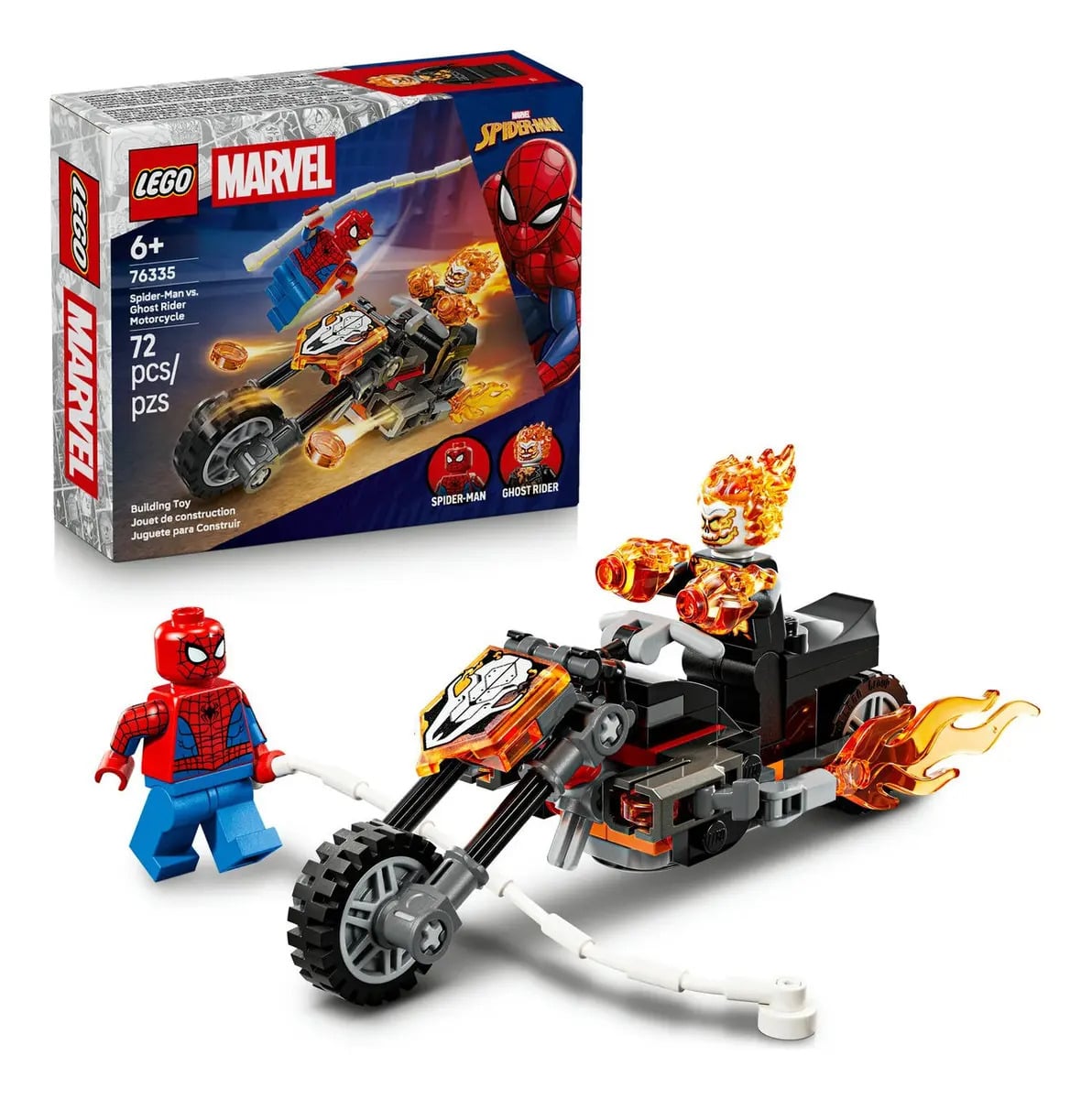 LEGO Marvel Homem Aranha Vs. Motoqueiro Fantasma com Motocicleta 76335 — Brinquedos de Montar