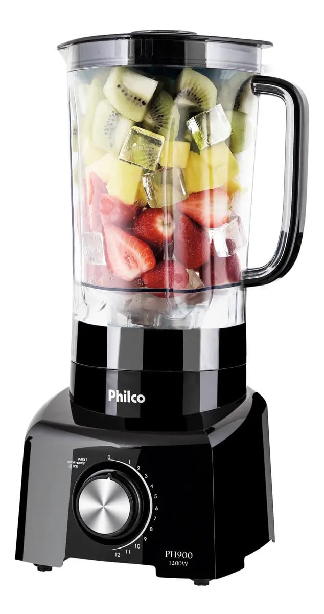 Liquidificador Philco 1200W 3L 12 Velocidades Preto PH900 — Pequenos Eletrodomésticos