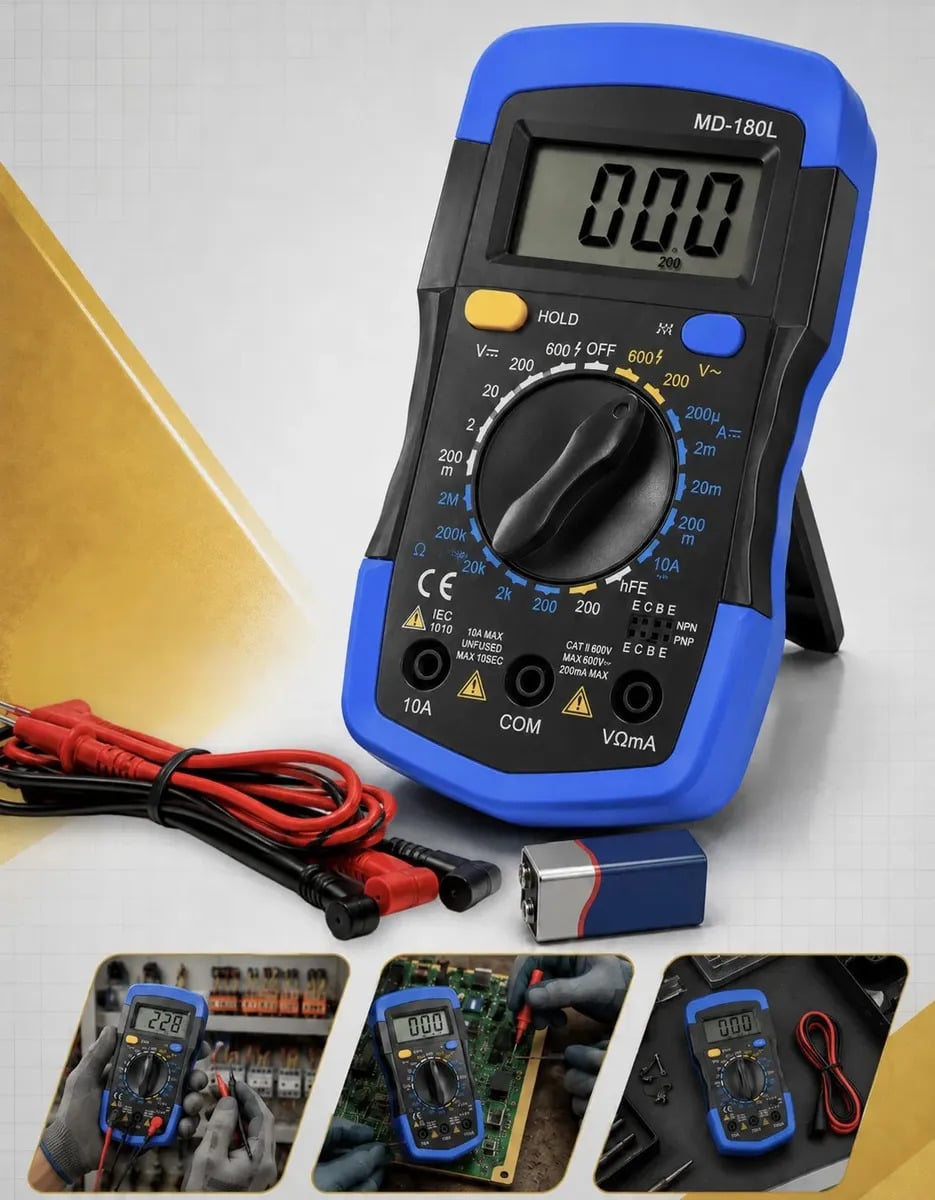 Multímetro Digital Profissional Lcd Iluminado Portátil Multifunções Ac Dc Bip Com Bateria — Medições e Instrumentação
