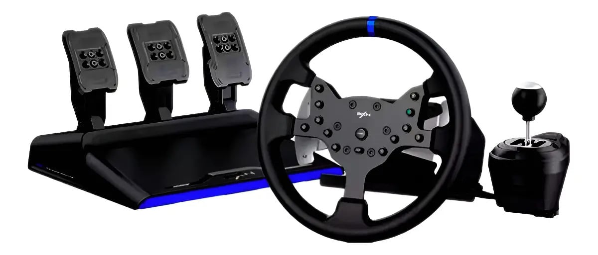 Volante Gamer V99 Controle Driving Direção Force Feedback — Volantes e pedais