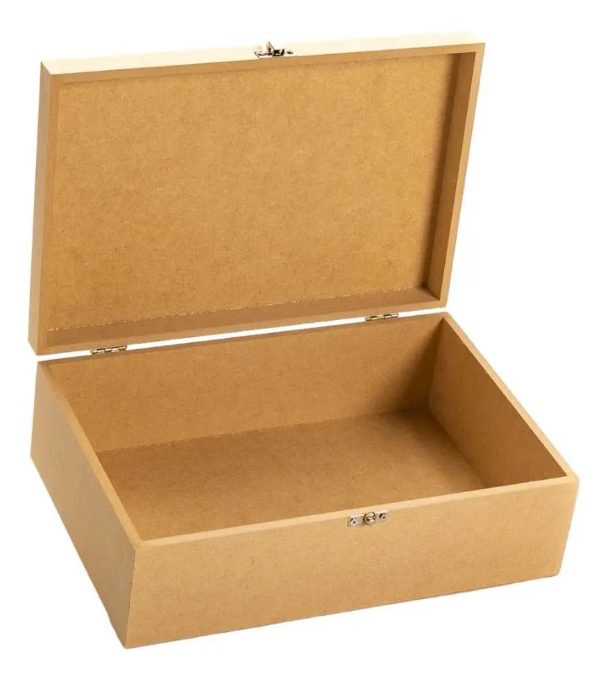 Caixa Organizadora MDF Comprare 20x12x7cm Cru Com Tampa e Fecho — Organização para Casa