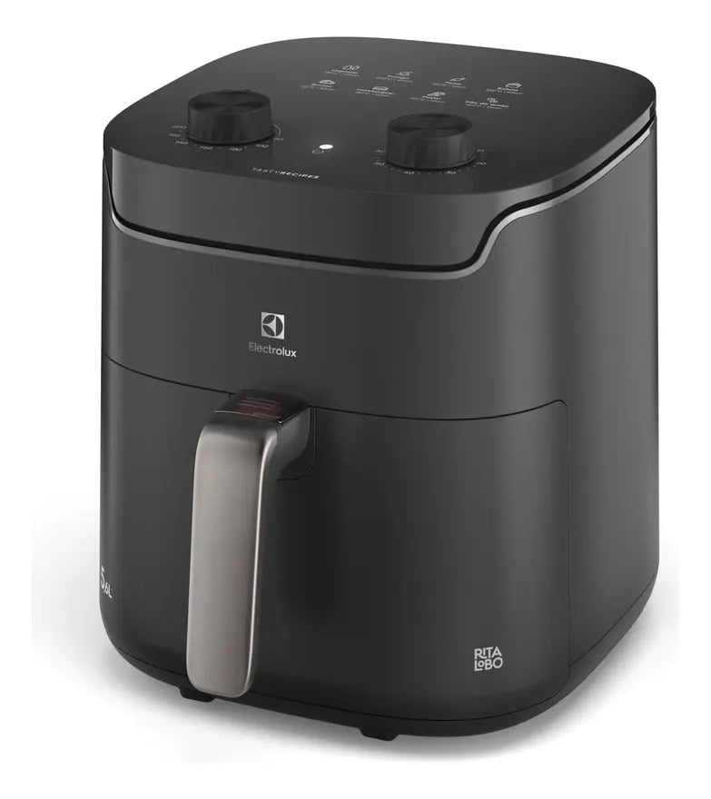 Air fryer Fritadeira Elétrica Electrolux EAF40 1400W sem oleo Rita Lobo 5,6L 8 receitas pré-sugeridas timer 60 minutos desligamento automático cesto removivel d — Eletros de cozinha