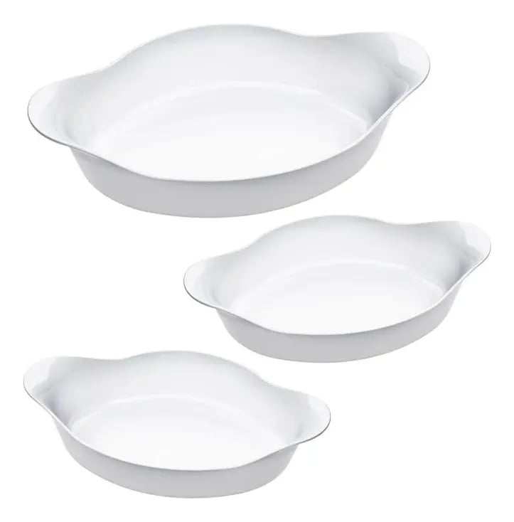 Marinex Conjunto de Assadeiras Oval Opaline 3 Peças Branco — Cozinha