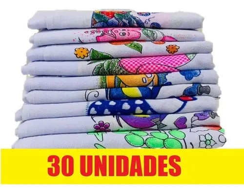 Kit 30 Panos de Prato Algodão TATI Pé de Galinha Estampado — Têxteis de Casa e Decoração