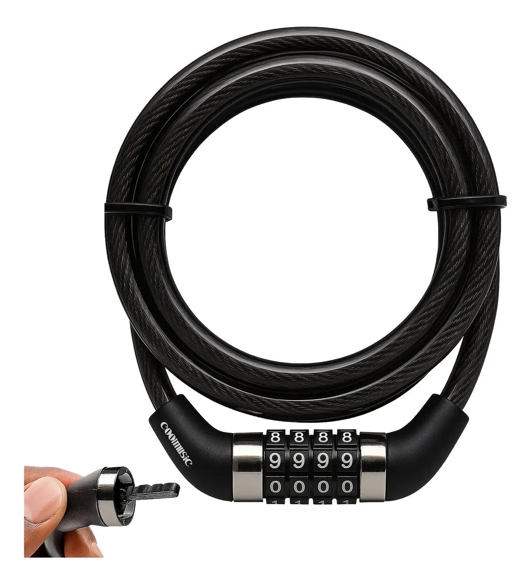 Cadeado Bicicleta Antifurto Trava Com Senha Aço Reforçado Para Bike Moto Corrente Portão Coolmusic Cor Preto — Ciclismo