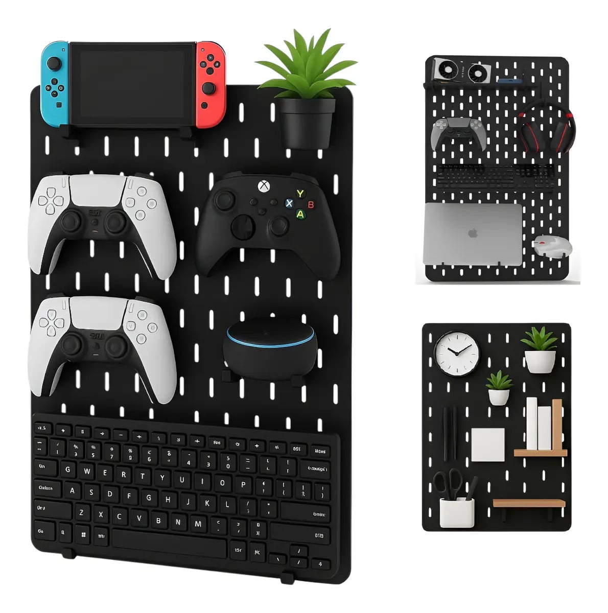 Pegboard Premium Mdf Setup Gamer Home Office Preto Top Full — Organização para Casa