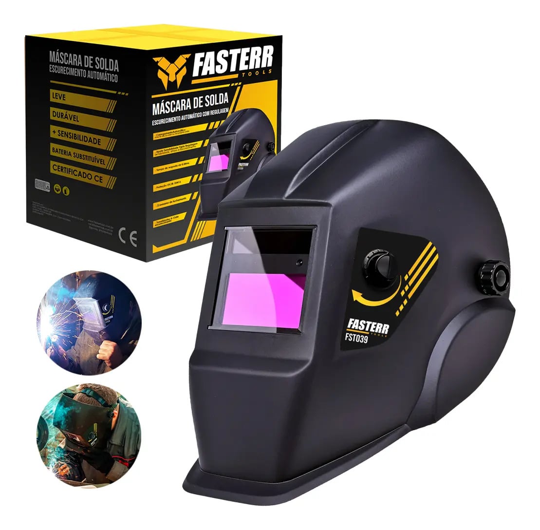 Máscara De Solda Automática C/ Regulagem Fasterr Fst039 Cor Preto Lisa — Acessórios para Ferramentas