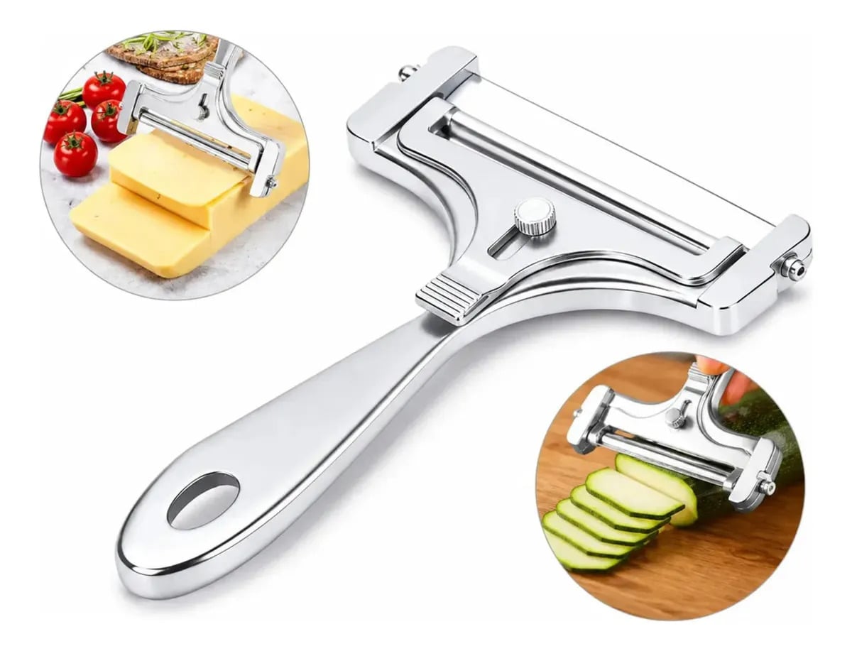 Fatiador Cortador Queijo E Frios Inox Portátil Fio Regulável Inox — Utensílios úteis