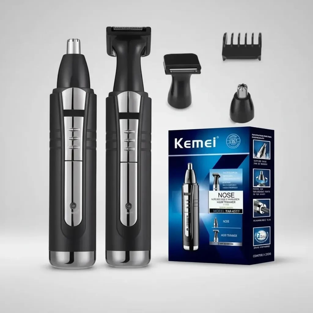 Aparador de Pelos Kemei KM-6511 Nariz Orelhas Sem Fio Preto — Artefatos para Cabelo