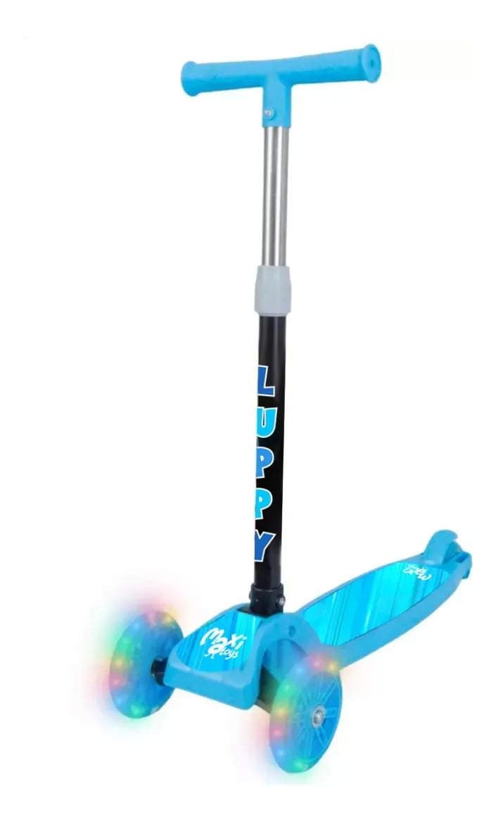 Patinete Infantil 3 Rodas Led Dobrável Luppy Azul Maxi Toys — Mini Veículos e Bicicletas