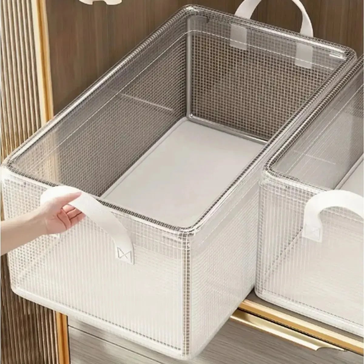 Cesto Transparente Durável Reforçadas Empilhável P/roupas — Organização para Casa