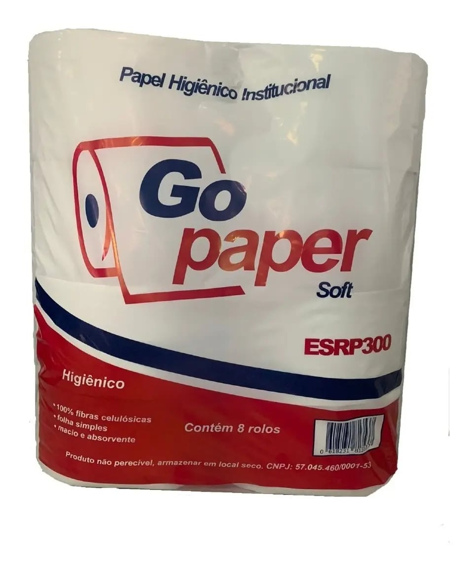 Papel Higiênico Gopaper Rolão Folha Simples 300m 8 Rolos — Cuidado da Casa e Lavanderia