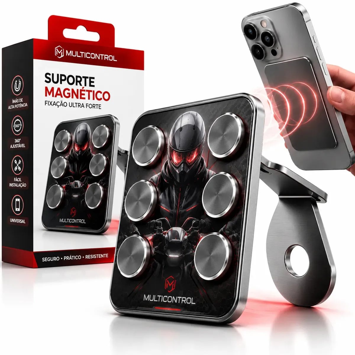 Suporte Celular Moto Bike Magnético Imã Neodímio Extra Forte Reforçado Resistente Para Motoboy Gps — Acessórios para Celulares