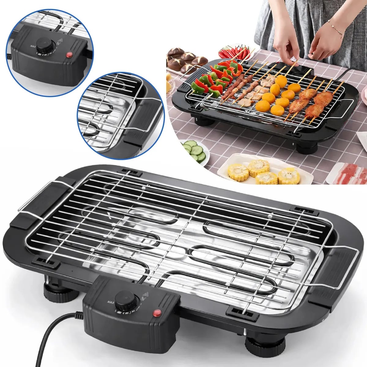 Churrasqueira Elétrica Grande Steak Grill Para Apartamento 220v Sem Fumaça Preto - Aero Home — Eletros de cozinha