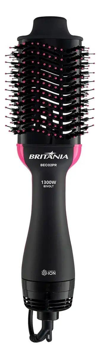 Britânia Escova Secadora Bec02pr 4 Em 1 1300w Cor Preto e Rosa — Artefatos para Cabelo