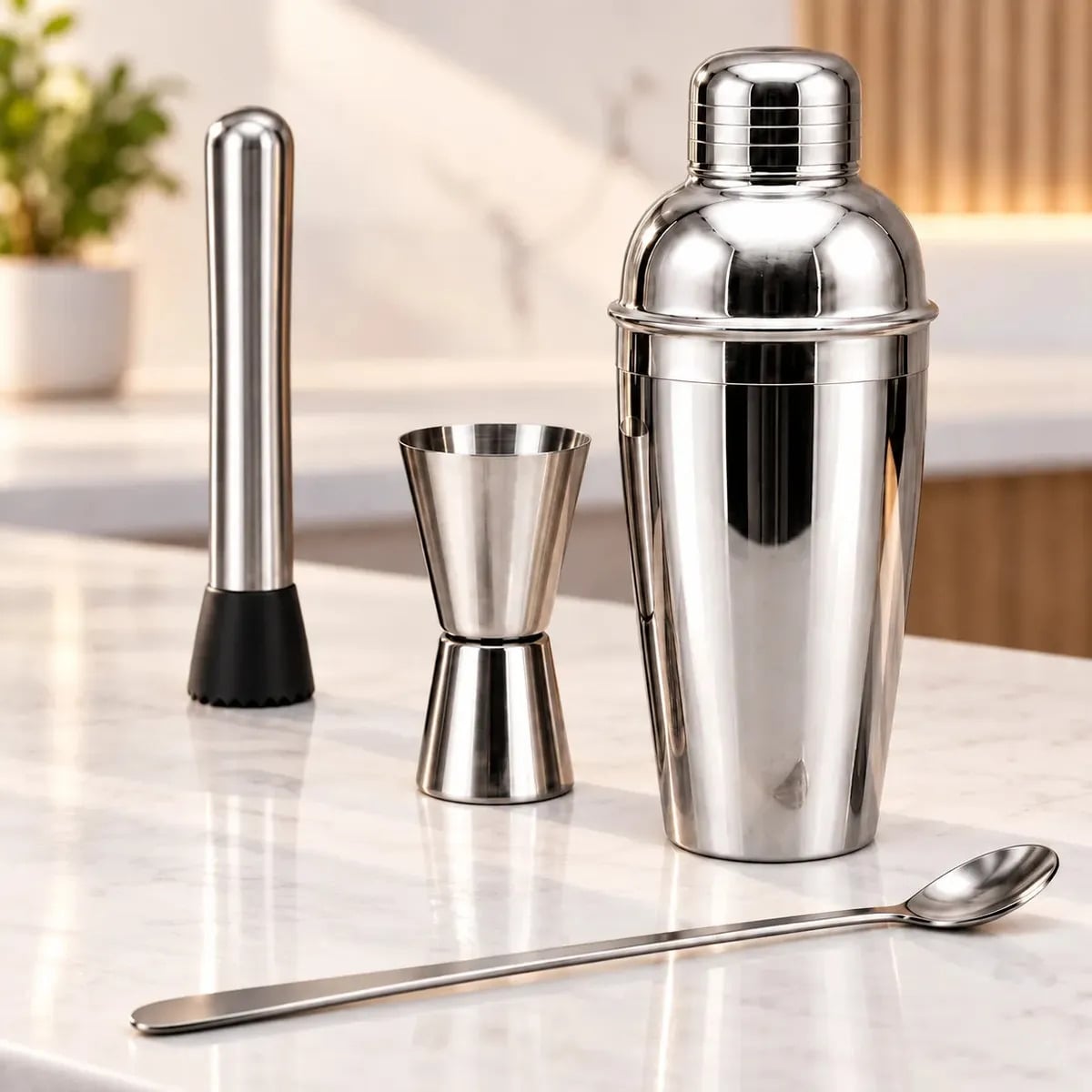Kit Caipirinha Coqueteleira 4 Peças Inox Para Drinks Barman Bartender — Cozinha