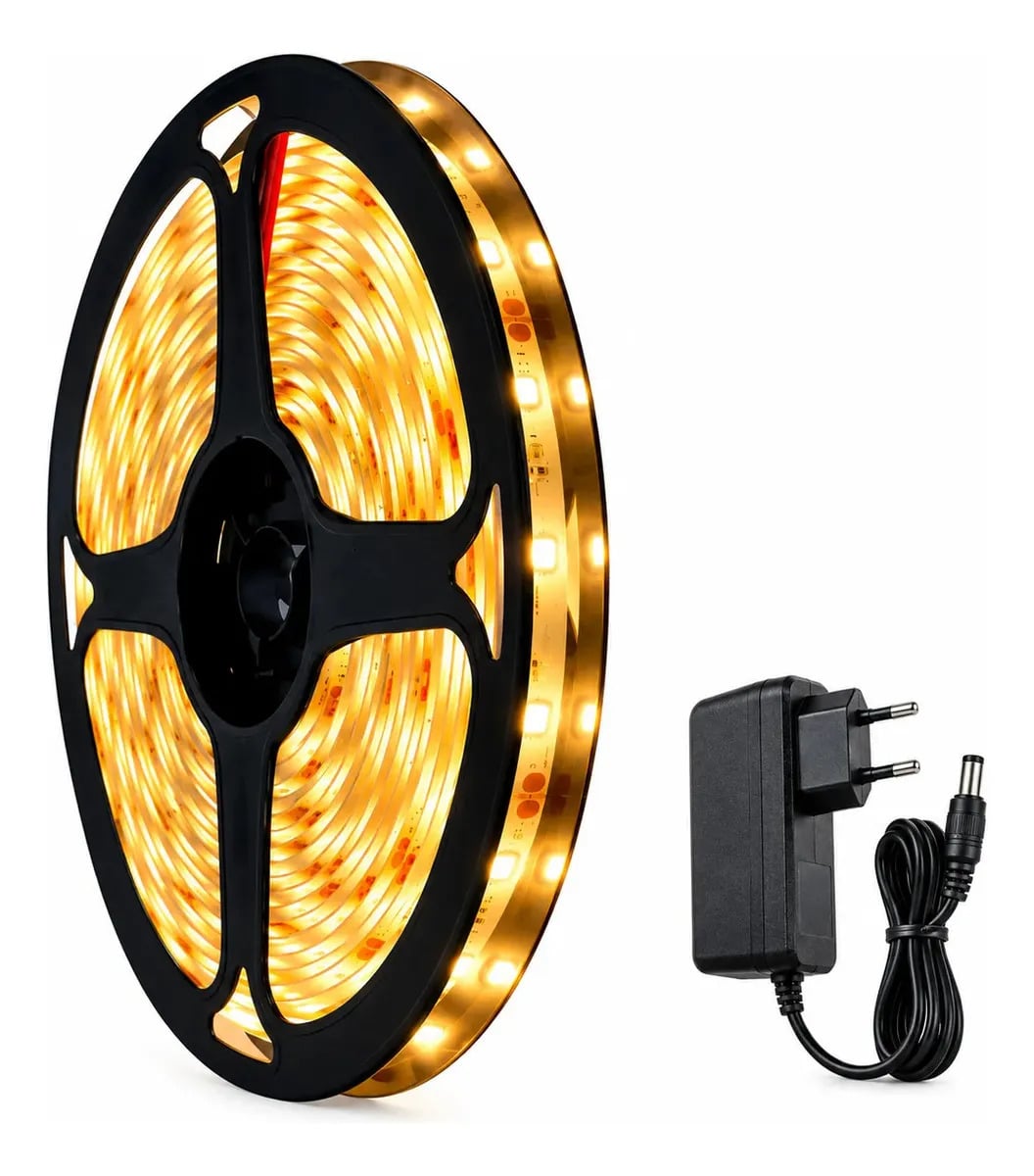 Fita Led Amarela 2835 Quente 5m 300 Led Dupla Face Fonte Cor da luz Branco-quente IP20 Maffacioli — Iluminação Residencial