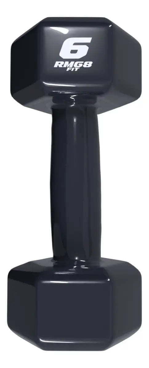 Halter RMG8 Fit 6kg Emborrachado Sextavado Treino Peso Musculação — Fitness e Musculação