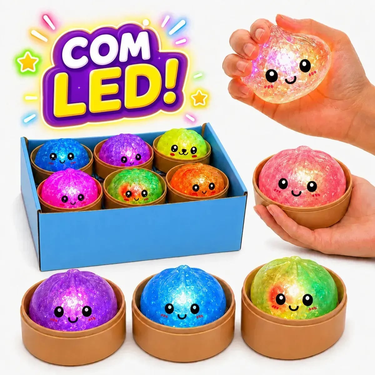 Brinquedo de Apertar Sensorial com Luz LED Popsy Pisca Pisca Com Bolinha Orbeez — Anti-stress e Engenho