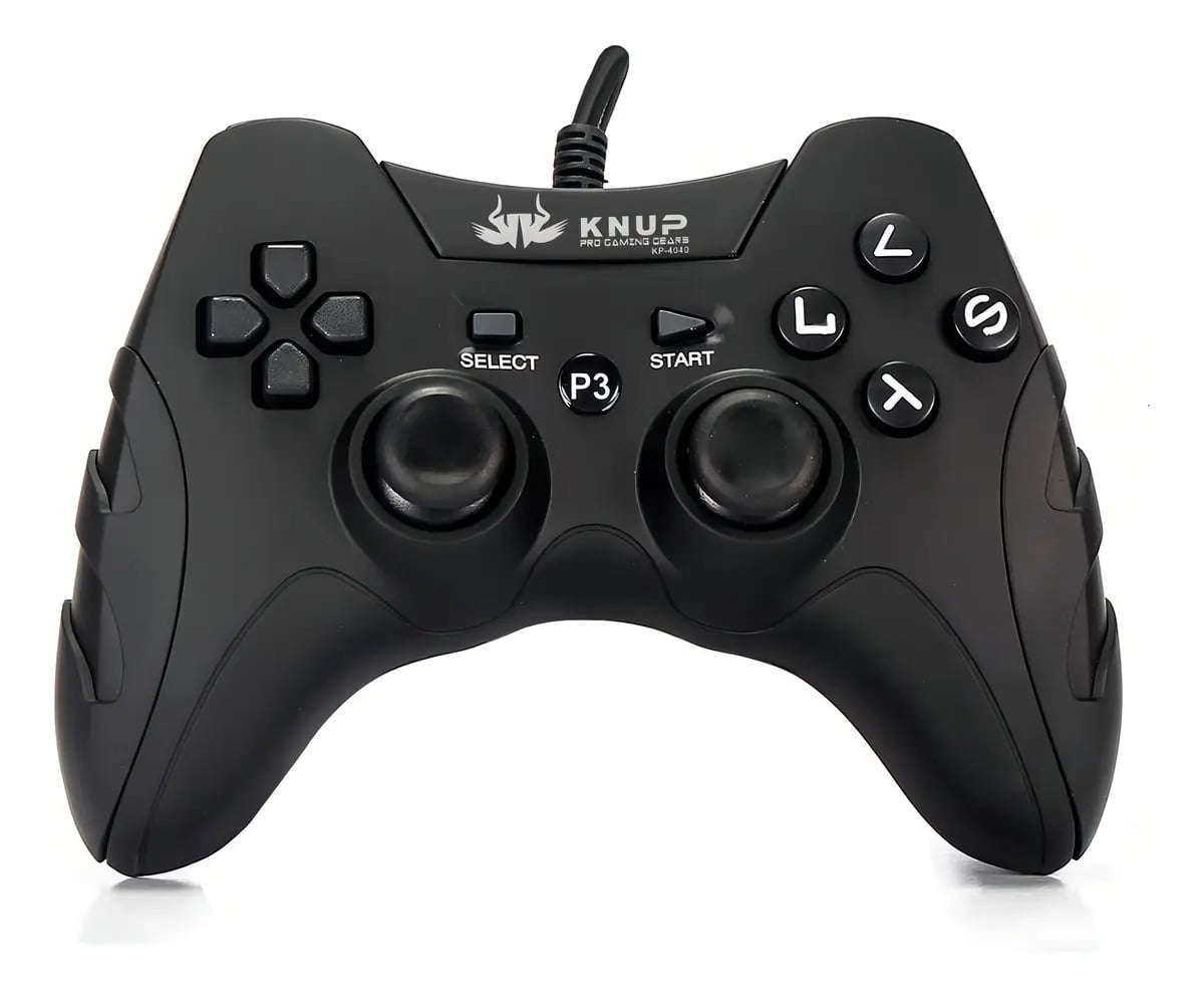 Controle Knup KP-4040 Preto USB para PC Windows PS3 com Design Ergonômico — Controles para PC e celular