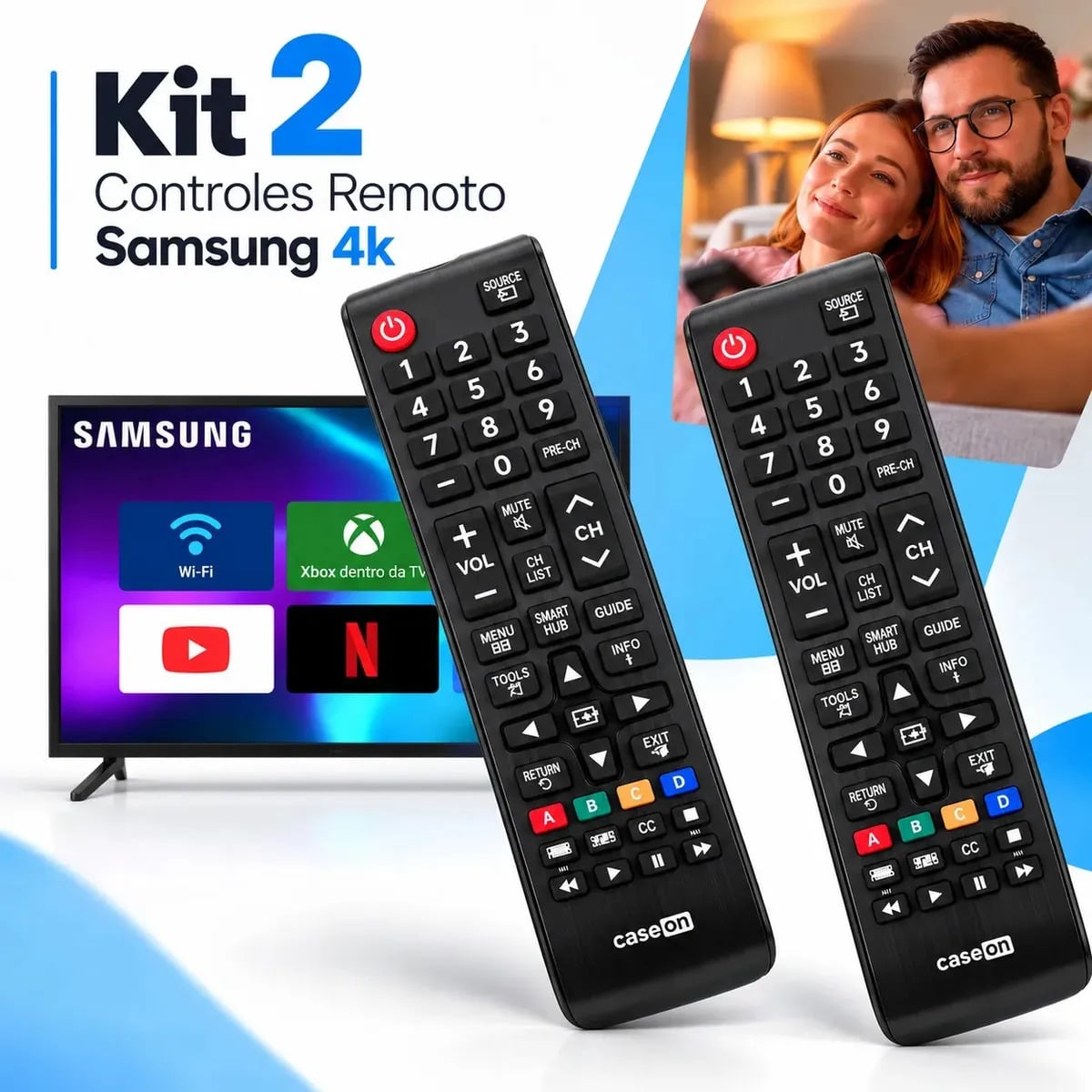 Kit 2 Controles Remoto Para Tv Samsung Smart Hub 4k Lcd Led Plasma — Controles Remotos